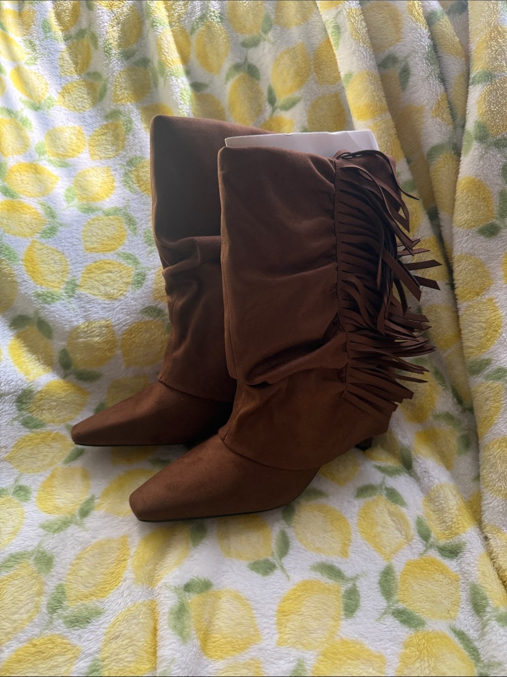 Asos Brown Fringe Slouch Boots - Women's Fashion Boots
